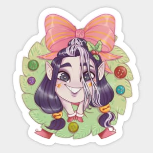 Friendly Laudna Christmas wreath Sticker